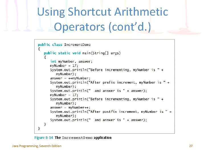 Using Shortcut Arithmetic Operators (cont’d. ) Figure 6 -14 The Increment. Demo application Java