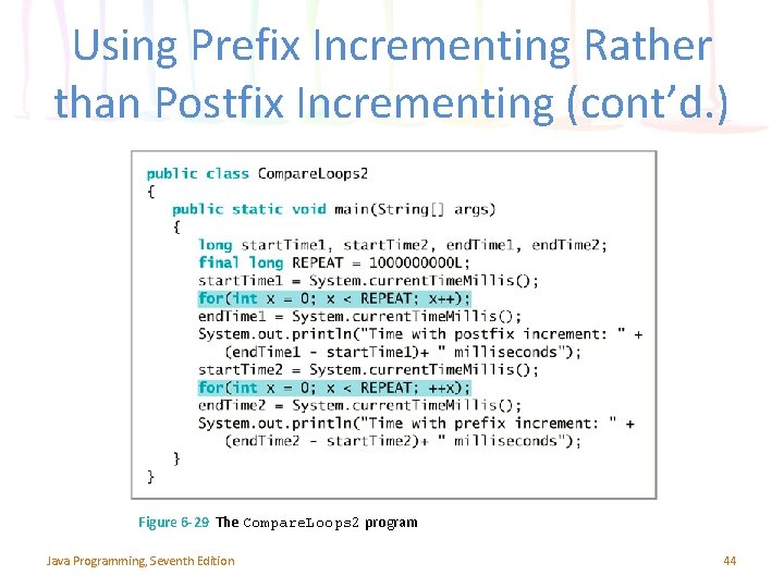 Using Prefix Incrementing Rather than Postfix Incrementing (cont’d. ) Figure 6 -29 The Compare.