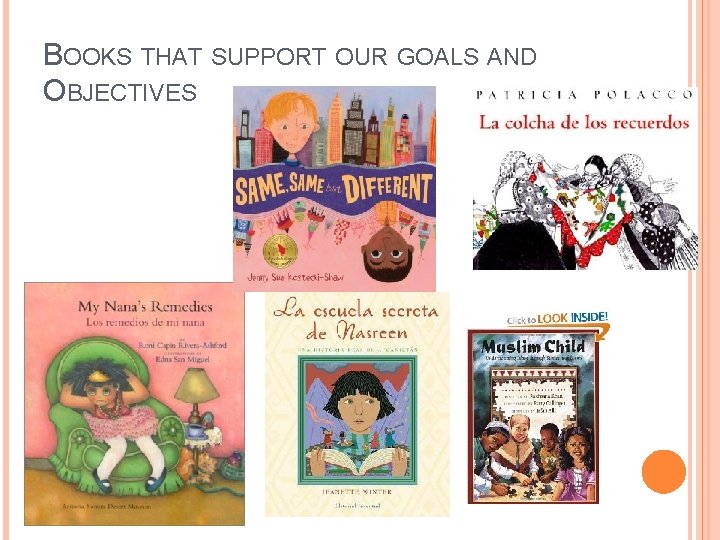 BOOKS THAT SUPPORT OUR GOALS AND OBJECTIVES 
