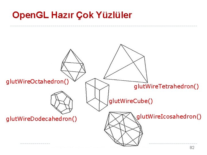 Open. GL Hazır Çok Yüzlüler glut. Wire. Octahedron() glut. Wire. Tetrahedron() glut. Wire. Cube()