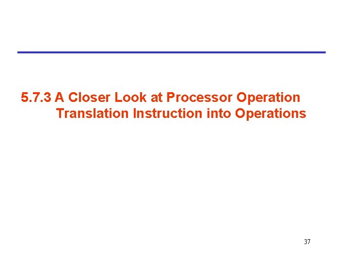 5. 7. 3 A Closer Look at Processor Operation Translation Instruction into Operations 37