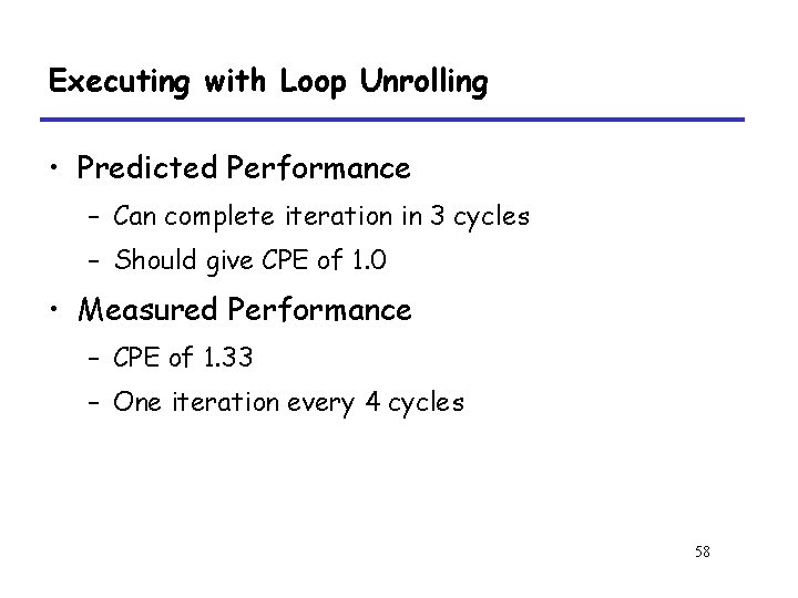 Executing with Loop Unrolling • Predicted Performance – Can complete iteration in 3 cycles