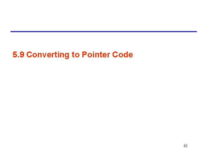 5. 9 Converting to Pointer Code 61 