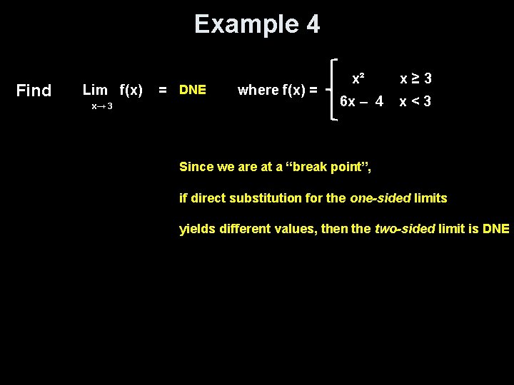 Example 4 Find Lim f(x) x→ 3 = DNE where f(x) = x² x≥