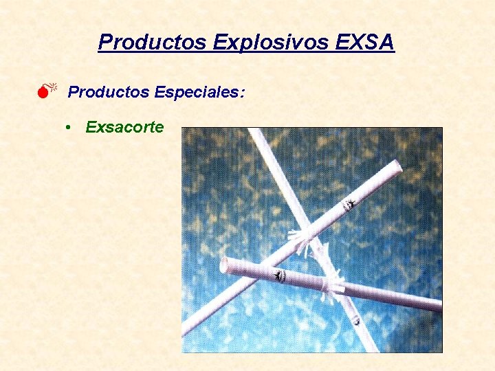 Productos Explosivos EXSA M Productos Especiales: • Exsacorte 