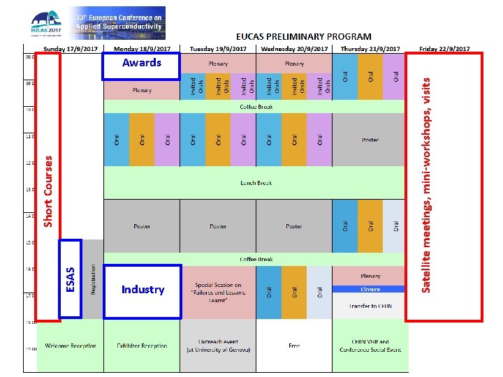 ESAS Industry Satellite meetings, mini-workshops, visits Short Courses Awards EUCAS 2017 SCIENTIFIC PROGRAM COMMITTEE