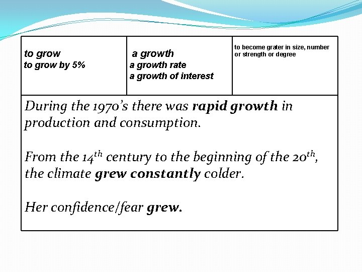 to grow a growth to grow by 5% a growth rate a growth of