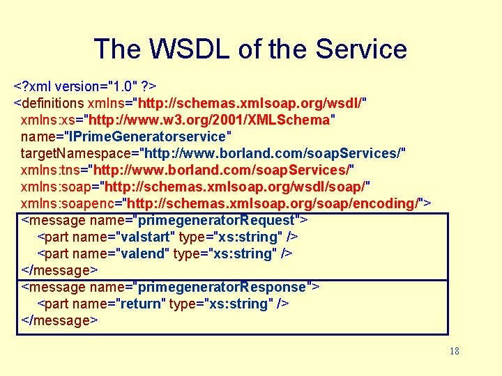 The WSDL of the Service <? xml version="1. 0" ? > <definitions xmlns="http: //schemas.
