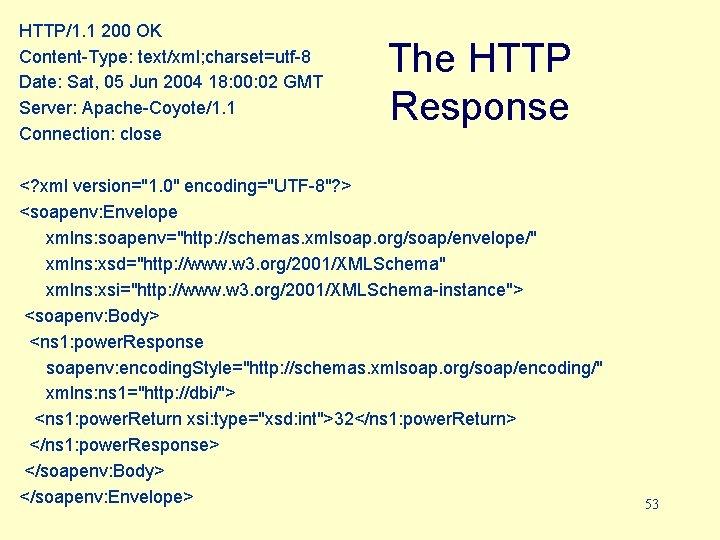 HTTP/1. 1 200 OK Content-Type: text/xml; charset=utf-8 Date: Sat, 05 Jun 2004 18: 00: