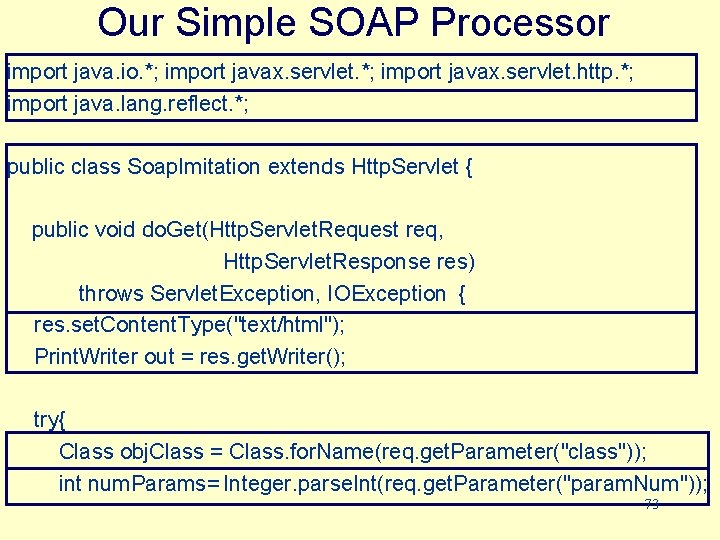 Our Simple SOAP Processor import java. io. *; import javax. servlet. http. *; import