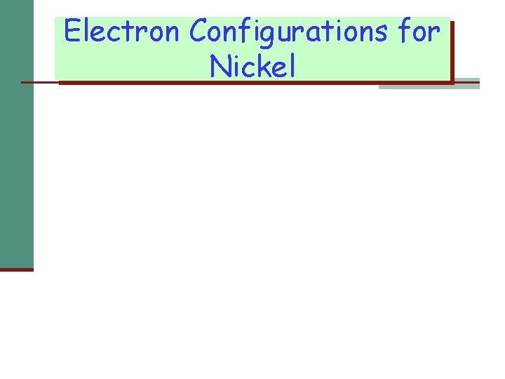 Electron Configurations for Nickel 