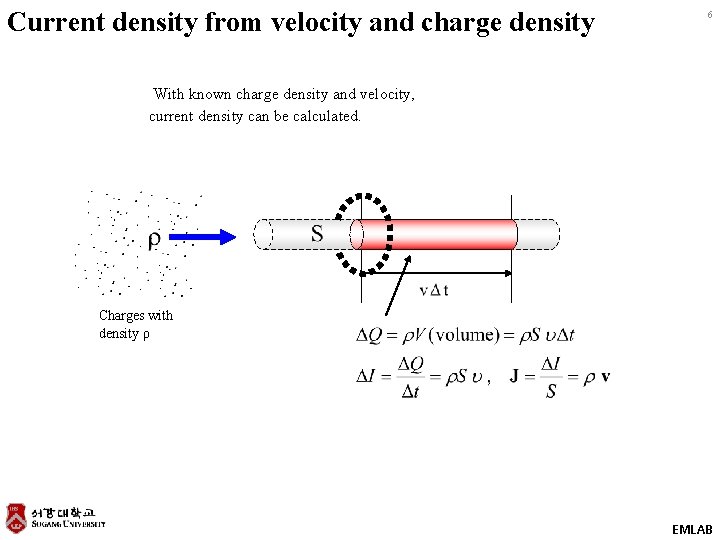 Current density from velocity and charge density 6 With known charge density and velocity,