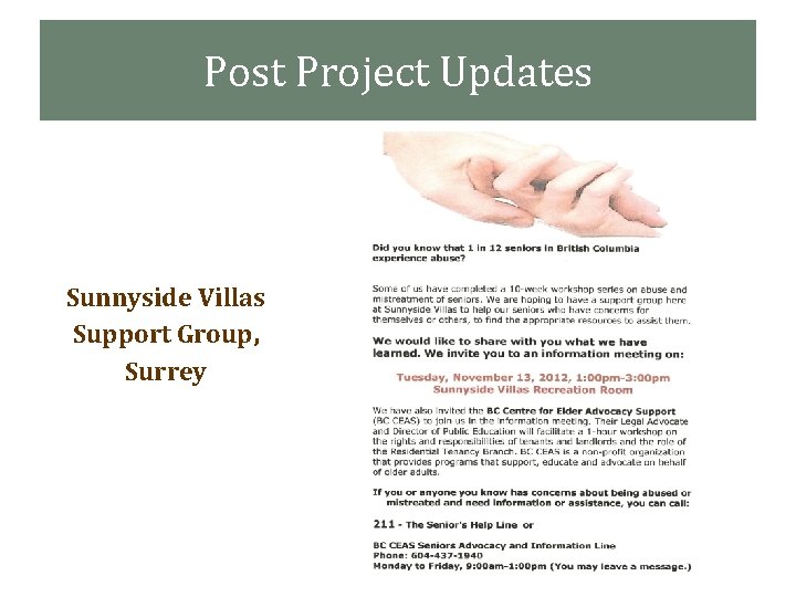 Post Project Updates Sunnyside Villas Support Group, Surrey 
