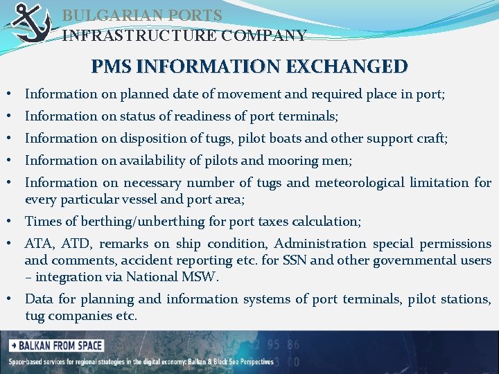 BULGARIAN PORTS INFRASTRUCTURE COMPANY PMS INFORMATION EXCHANGED • Information on planned date of movement