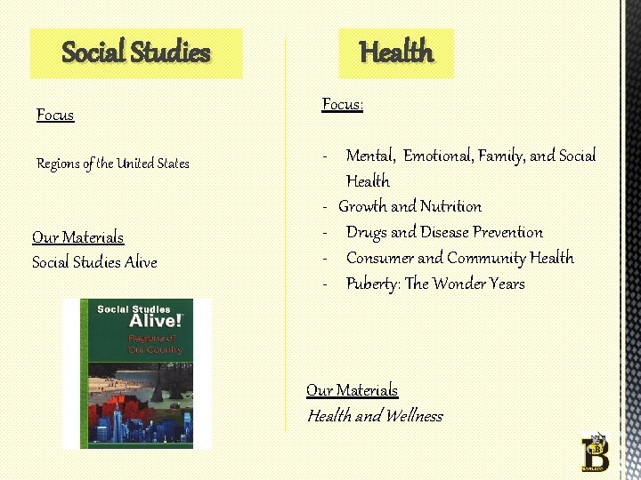 Social Studies Focus Regions of the United States Our Materials Social Studies Alive Health