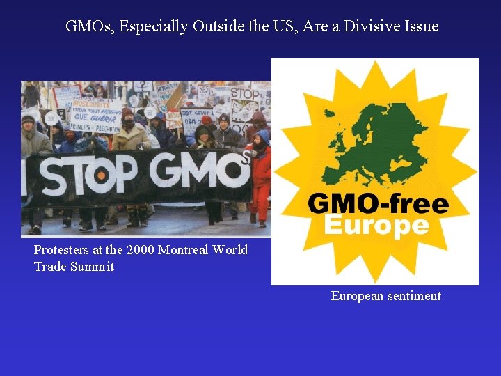 GMOs, Especially Outside the US, Are a Divisive Issue Protesters at the 2000 Montreal