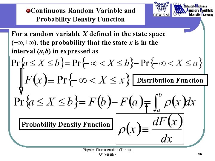Continuous Random Variable and Probability Density Function For a random variable X defined in