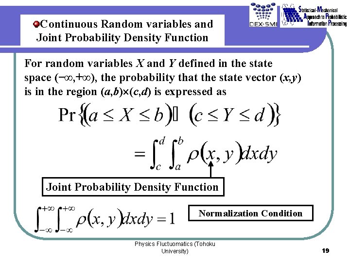 Continuous Random variables and Joint Probability Density Function For random variables X and Y