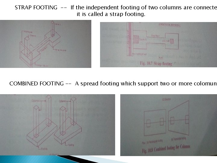 STRAP FOOTING -- If the independent footing of two columns are connecte it is