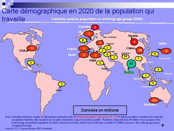 Carte démographique en 2020 de la population qui Potential surplus population in working age