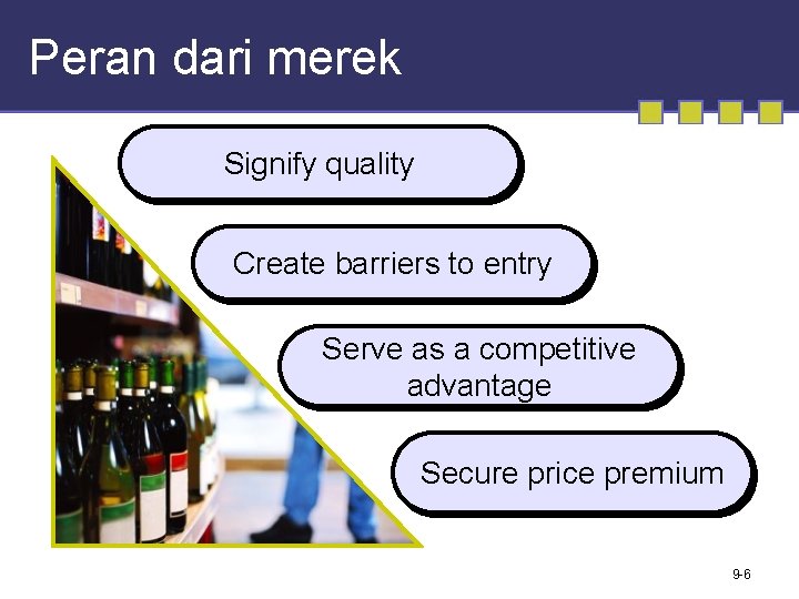 Peran dari merek Signify quality Create barriers to entry Serve as a competitive advantage