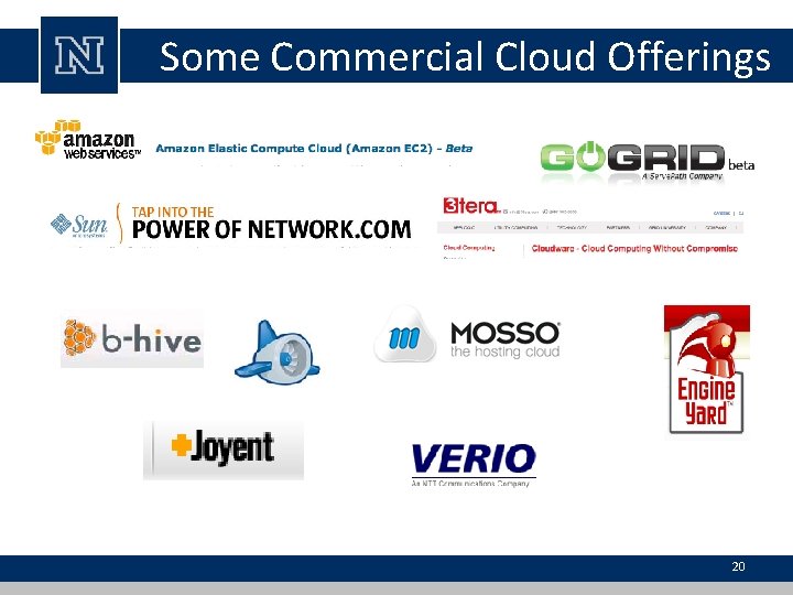 Some Commercial Cloud Offerings 20 