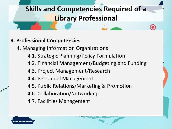 Skills and Competencies Required of a Library Professional B. Professional Competencies 4. Managing Information