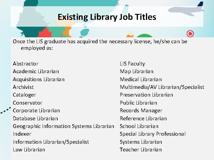 Existing Library Job Titles Once the LIS graduate has acquired the necessary license, he/she