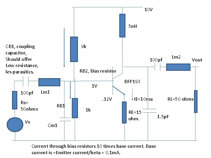 10 V 5 n. H CB 1, coupling capacitor, Should offer Low resistance, les