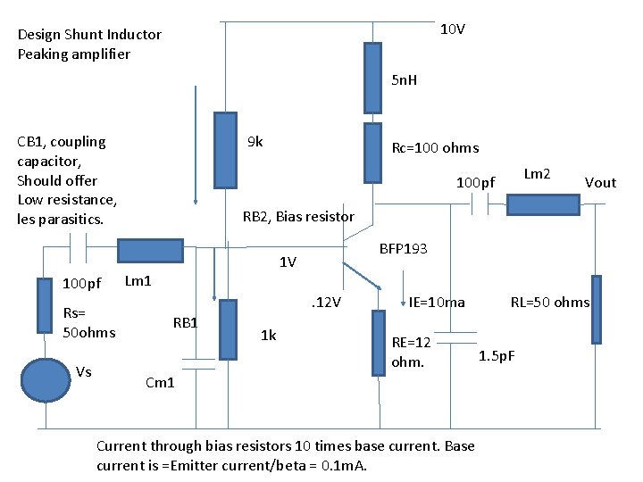 10 V Design Shunt Inductor Peaking amplifier 5 n. H CB 1, coupling capacitor,