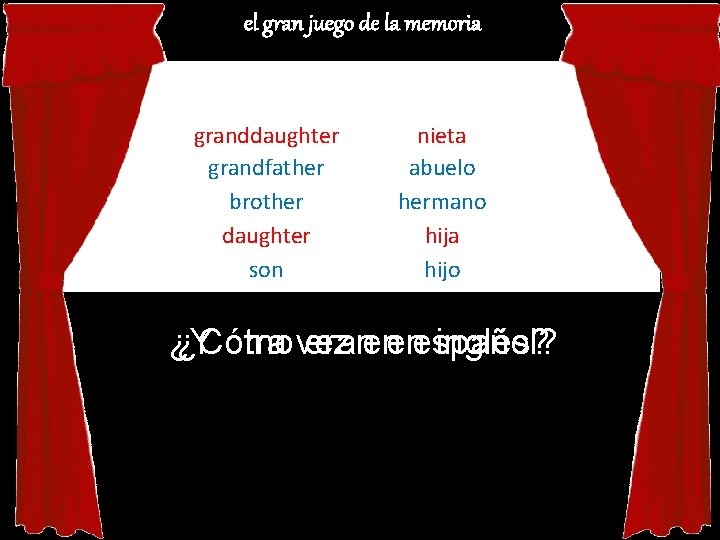 el gran juego de la memoria granddaughter grandfather brother daughter son nieta abuelo hermano