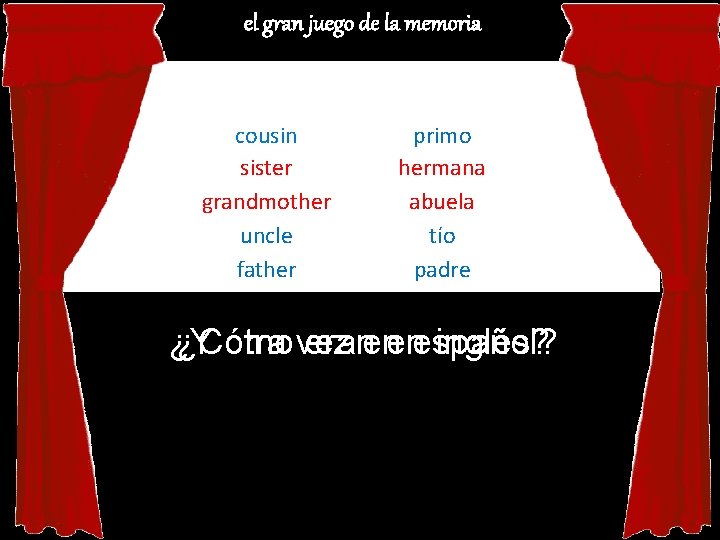 el gran juego de la memoria cousin sister grandmother uncle father primo hermana abuela