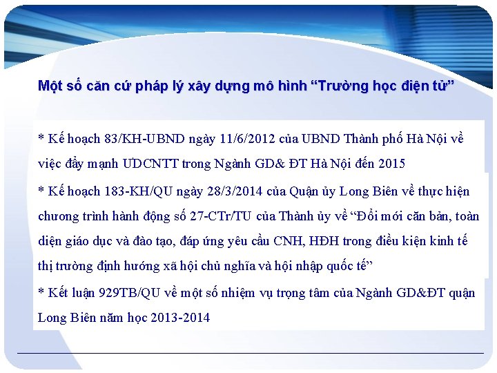 Một số căn cứ pháp lý xây dựng mô hình “Trường học điện tử”