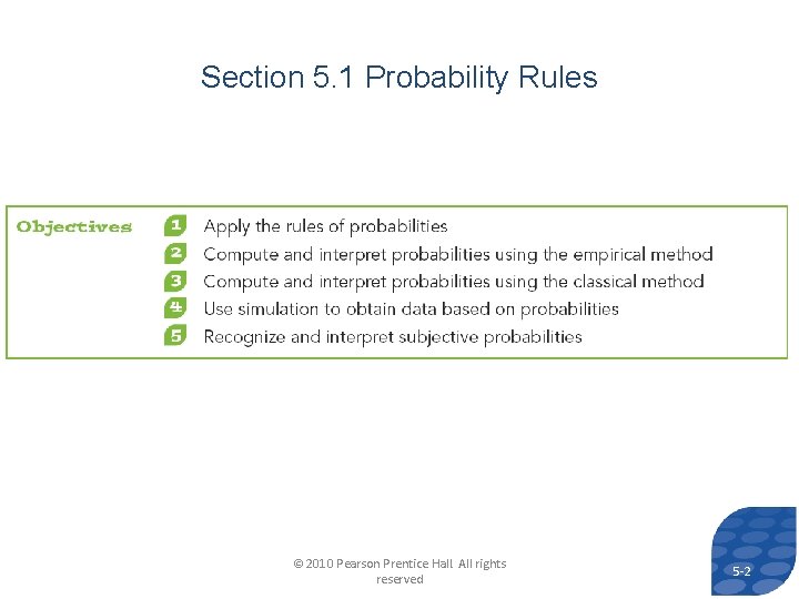 Section 5. 1 Probability Rules © 2010 Pearson Prentice Hall. All rights reserved 5