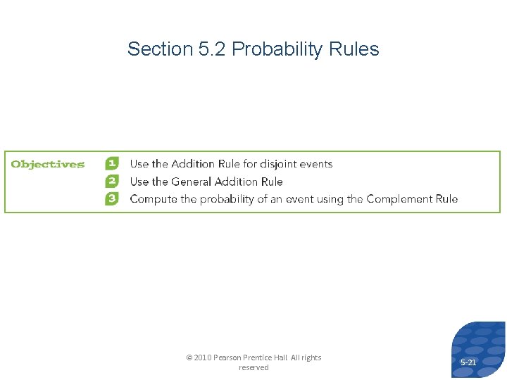 Section 5. 2 Probability Rules © 2010 Pearson Prentice Hall. All rights reserved 5