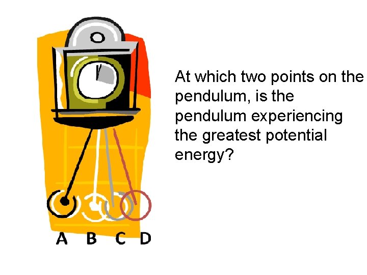 At which two points on the pendulum, is the pendulum experiencing the greatest potential