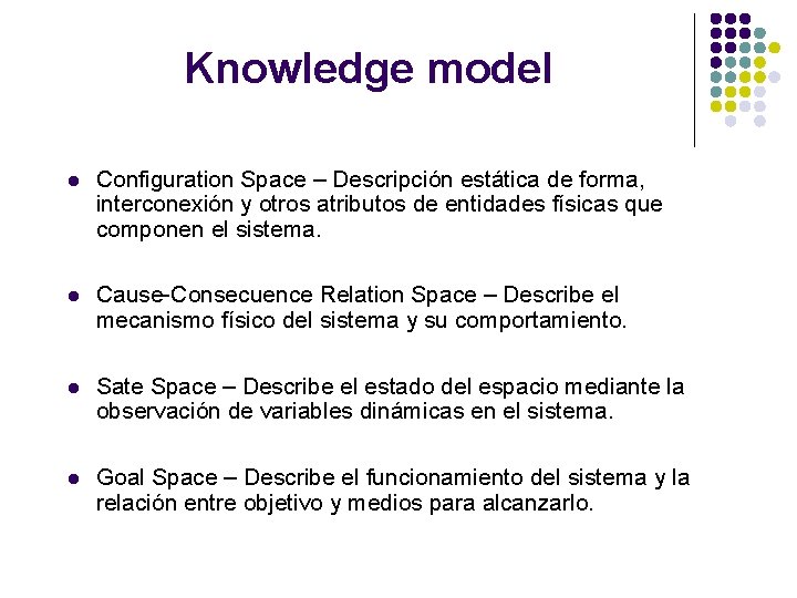 Knowledge model l Configuration Space – Descripción estática de forma, interconexión y otros atributos