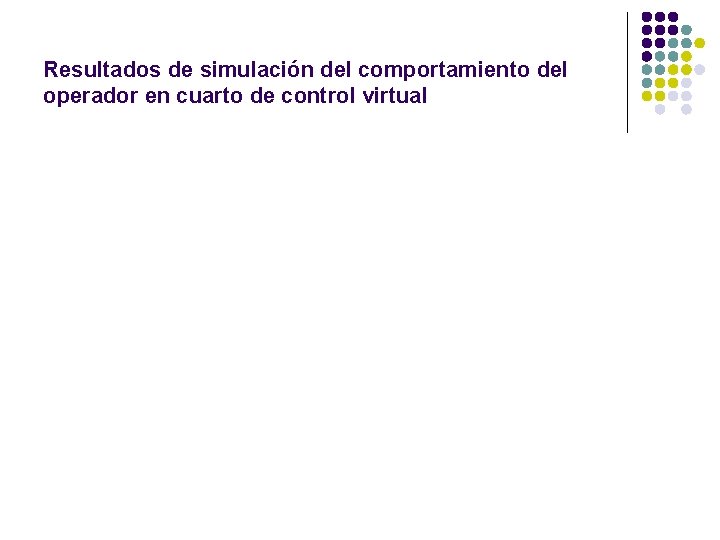 Resultados de simulación del comportamiento del operador en cuarto de control virtual 