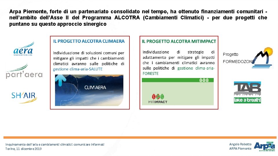 Arpa Piemonte, forte di un partenariato consolidato nel tempo, ha ottenuto finanziamenti comunitari nell’ambito Arpa Piemonte, forte di un partenariato consolidato nel tempo, ha ottenuto finanziamenti comunitari nell’ambito