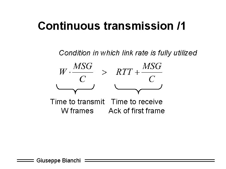 Continuous transmission /1 Condition in which link rate is fully utilized Time to transmit