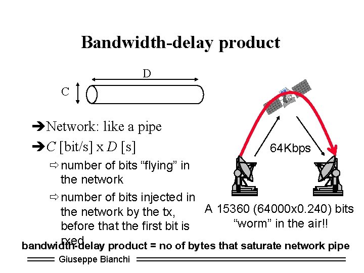 Bandwidth-delay product D C èNetwork: like a pipe èC [bit/s] x D [s] 64