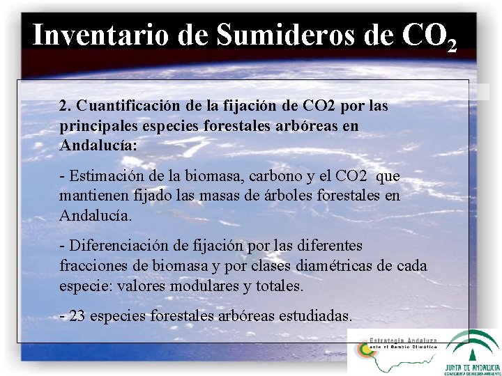 Inventario de Sumideros de CO 2 2. Cuantificación de la fijación de CO 2