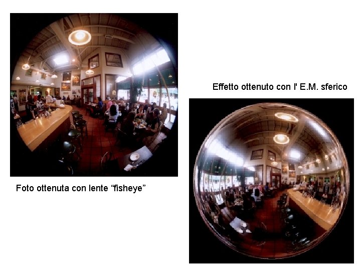 Effetto ottenuto con l' E. M. sferico Foto ottenuta con lente “fisheye” 