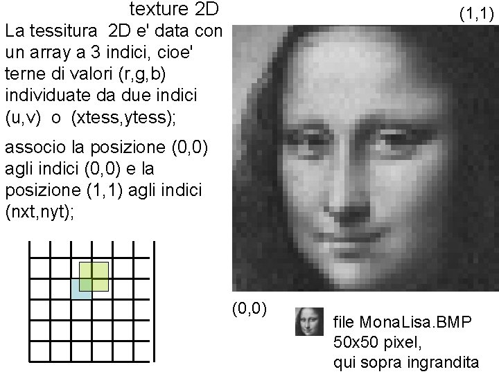 texture 2 D (1, 1) La tessitura 2 D e' data con un array