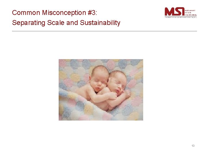 Common Misconception #3: Separating Scale and Sustainability 13 