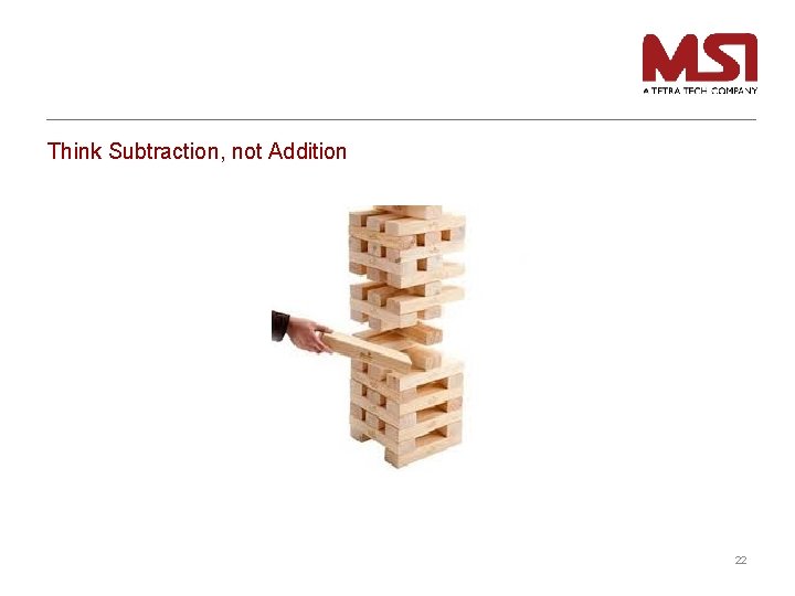 Think Subtraction, not Addition 22 