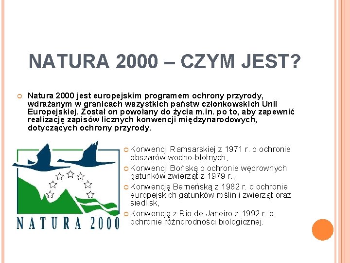NATURA 2000 – CZYM JEST? Natura 2000 jest europejskim programem ochrony przyrody, wdrażanym w