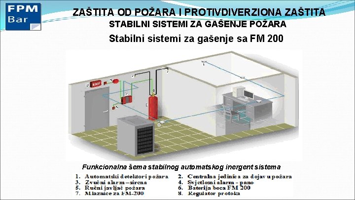 ZAŠTITA OD POŽARA I PROTIVDIVERZIONA ZAŠTITA STABILNI SISTEMI ZA GAŠENJE POŽARA Stabilni sistemi za