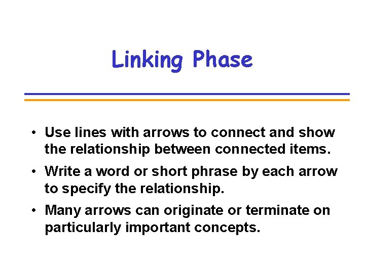 Linking Phase • Use lines with arrows to connect and show the relationship between