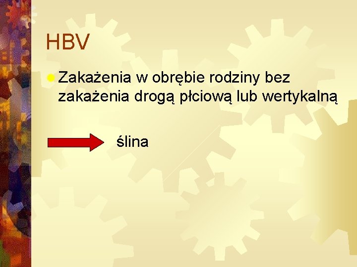 HBV ® Zakażenia w obrębie rodziny bez zakażenia drogą płciową lub wertykalną ślina 